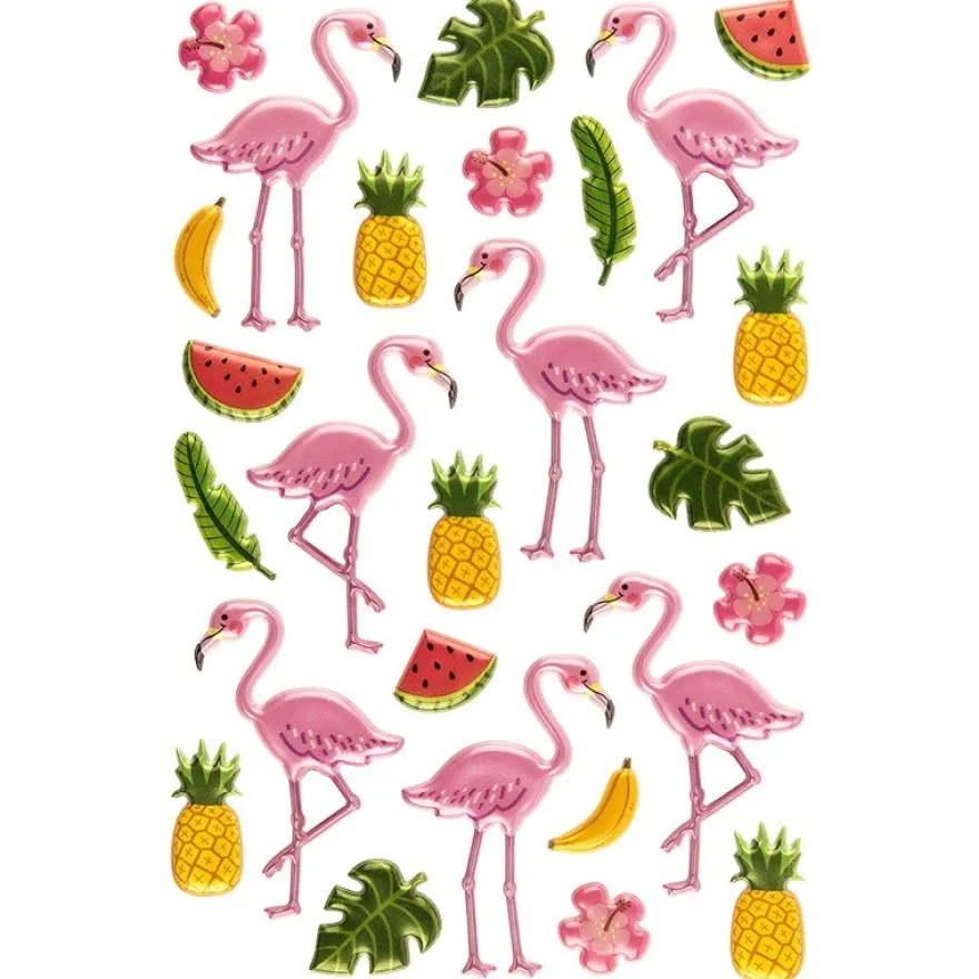 Relief-Sticker, Flamingos, 15cm x 10cm, 27 Sticker