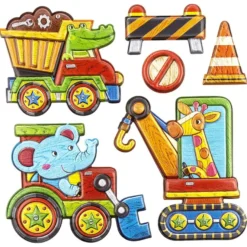 Relief-Sticker in Holz-Optik, Baustelle, 18x17,5cm