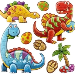 Relief-Sticker in Holz-Optik, Dinosaurier, 18x17,5cm