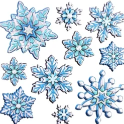 Relief-Sticker in Holzoptik, Eiskristalle, 18cm x 17,5cm