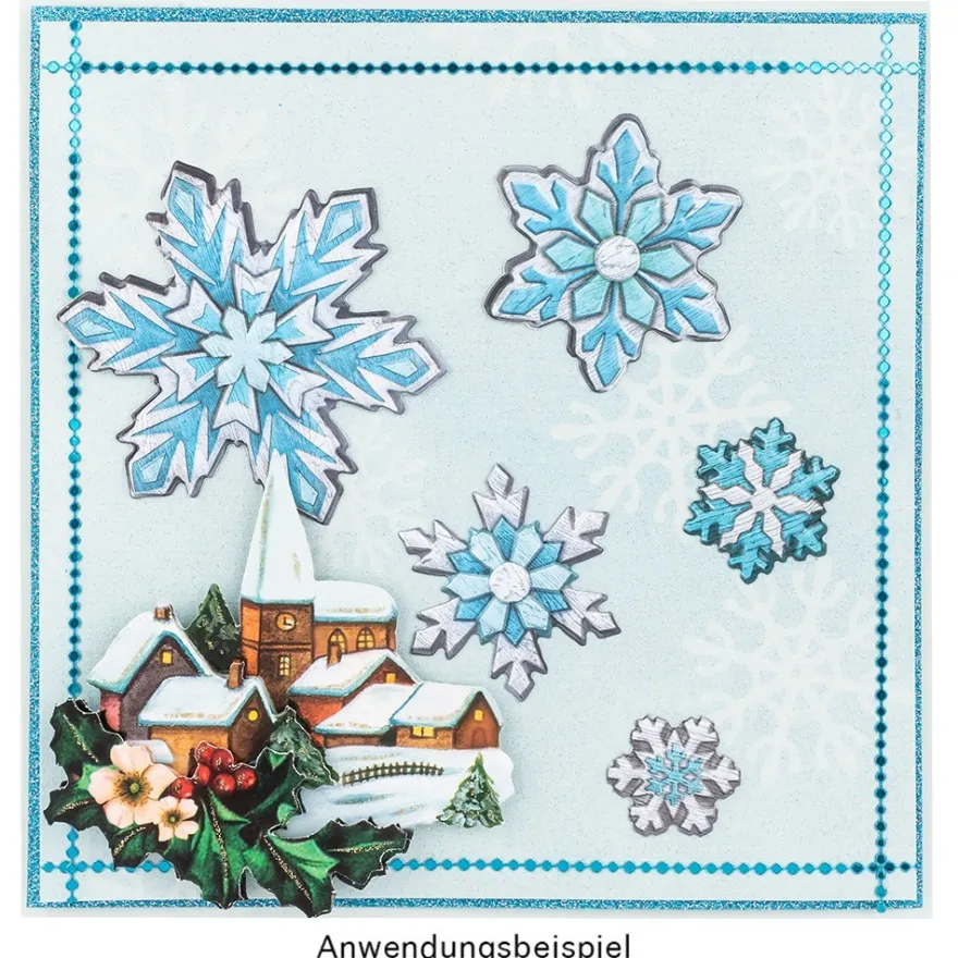 Relief-Sticker in Holzoptik, Eiskristalle, 18cm x 17,5cm