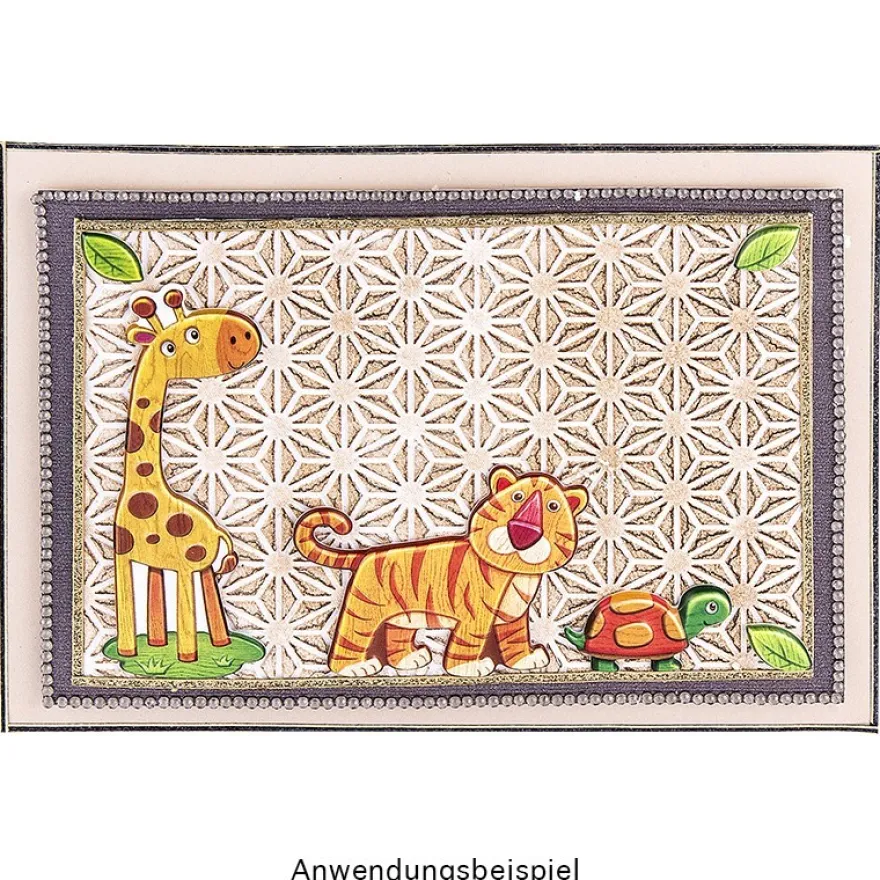 Relief-Sticker in Holz-Optik, Exotische Tiere, 14cm x 21cm, 27 Sticker