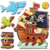 Relief-Sticker in Holz-Optik, Piratenschiff, 18x17,5cm