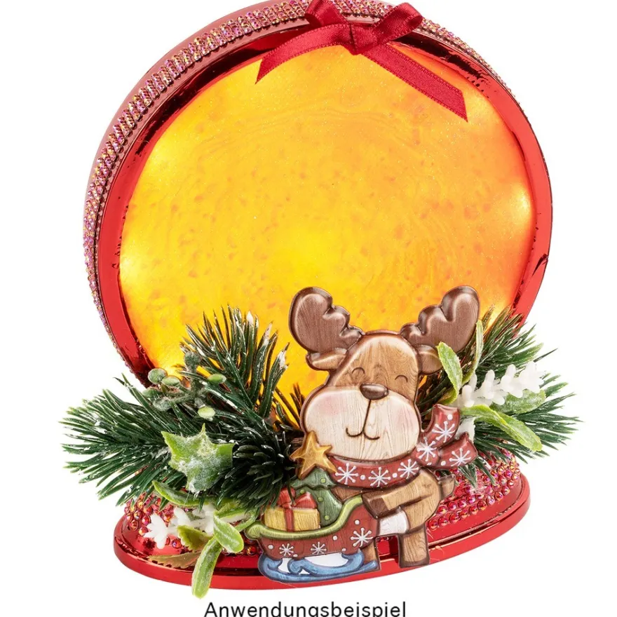 Relief-Sticker in Holzoptik, Rentiere, 18cm x 17,5cm