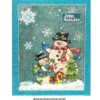 Relief-Sticker in Holzoptik, Schneemänner, 18cm x 17,5cm