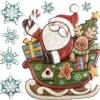 Relief-Sticker in Holzoptik, Weihnachtsmann mit Schlitten, 18cm x 17,5cm
