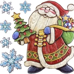 Relief-Sticker in Holzoptik, Weihnachtsmann, 18cm x 17,5cm