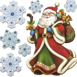 Relief-Sticker in Holzoptik, Weihnachtsmann 2, 18cm x 17,5cm