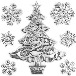 Relief-Sticker in Metallic-Optik, Weihnachtsbaum 2, 18cm x 17,5cm, silber