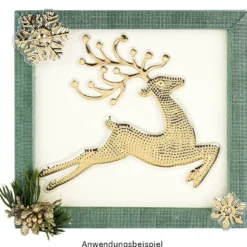 Relief-Sticker in Metallic-Optik, Rentier 1, 18cm x 17,5cm, gold