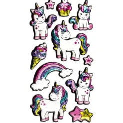 Relief-Sticker in Metallic-Optik, Einhörner 2, 17,5cm x 9,5cm