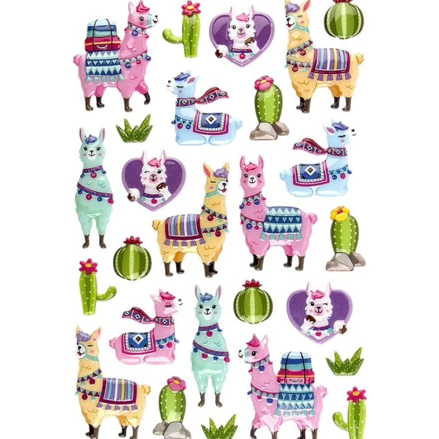 Relief-Sticker, Lama 1, 14cm x 21cm, 26 Sticker