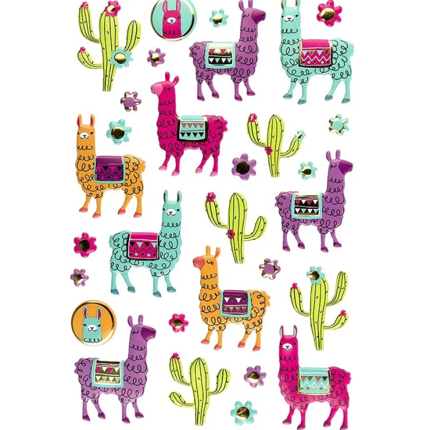 Relief-Sticker, Lama 2, 14cm x 21cm, 30 Sticker