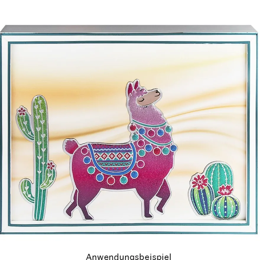 Relief-Sticker, Lama, Pailletten-Optik, 25cm x 25cm