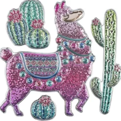 Relief-Sticker, Lama, Pailletten-Optik, 25cm x 25cm
