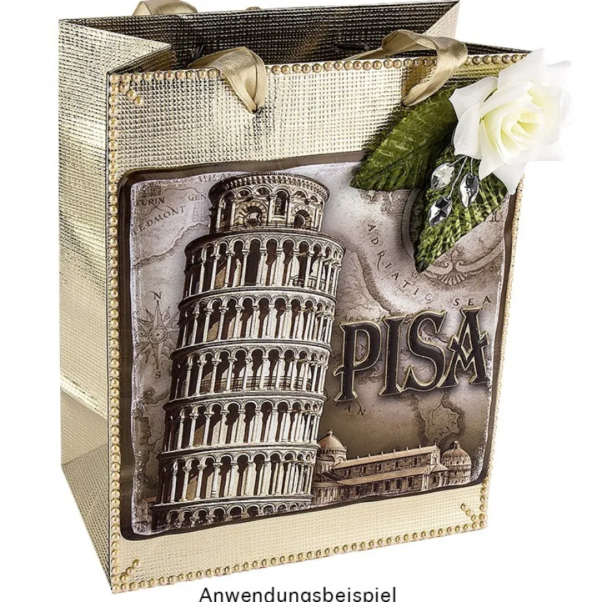 Relief-Sticker, Nostalgie Pisa, 18 cm x 17,5 cm