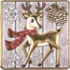 Relief-Sticker, Reh auf Holzpaneelen, Holz-& Metallic-Optik, 18cm x 17,5 cm