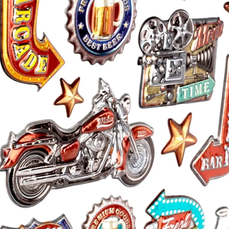 Relief-Sticker, Retro 4, 14cm x 21cm, 21 Sticker