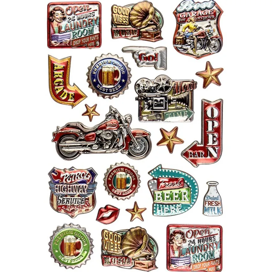 Relief-Sticker, Retro 4, 14cm x 21cm, 21 Sticker