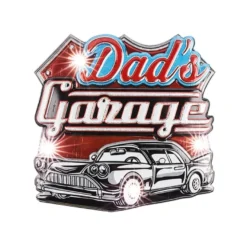 Relief-Sticker, Retro Dad's Garage, 18cm x 17,5cm, mit LED-Beleuchtung