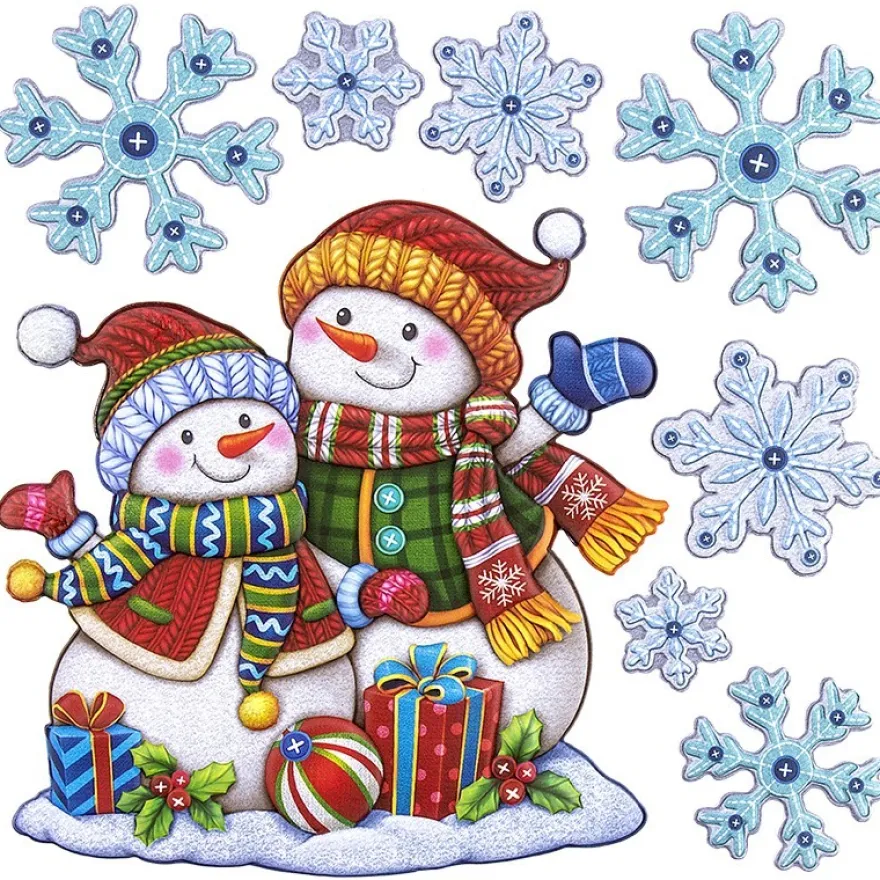 Relief-Sticker, Schneemänner, 18cm x 17,5cm