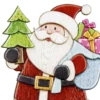 Relief-Sticker, Weihnachtsmann & Co., Holz-Optik, XXL 50x20 cm