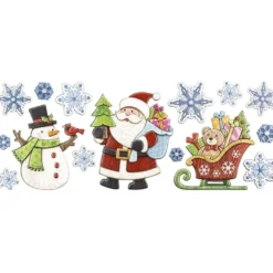 Relief-Sticker, Weihnachtsmann & Co., Holz-Optik, XXL 50x20 cm
