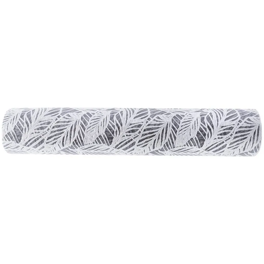 Relief-Vlies Deluxe, Blätter, 30cm breit, 5m lang, silbergrau