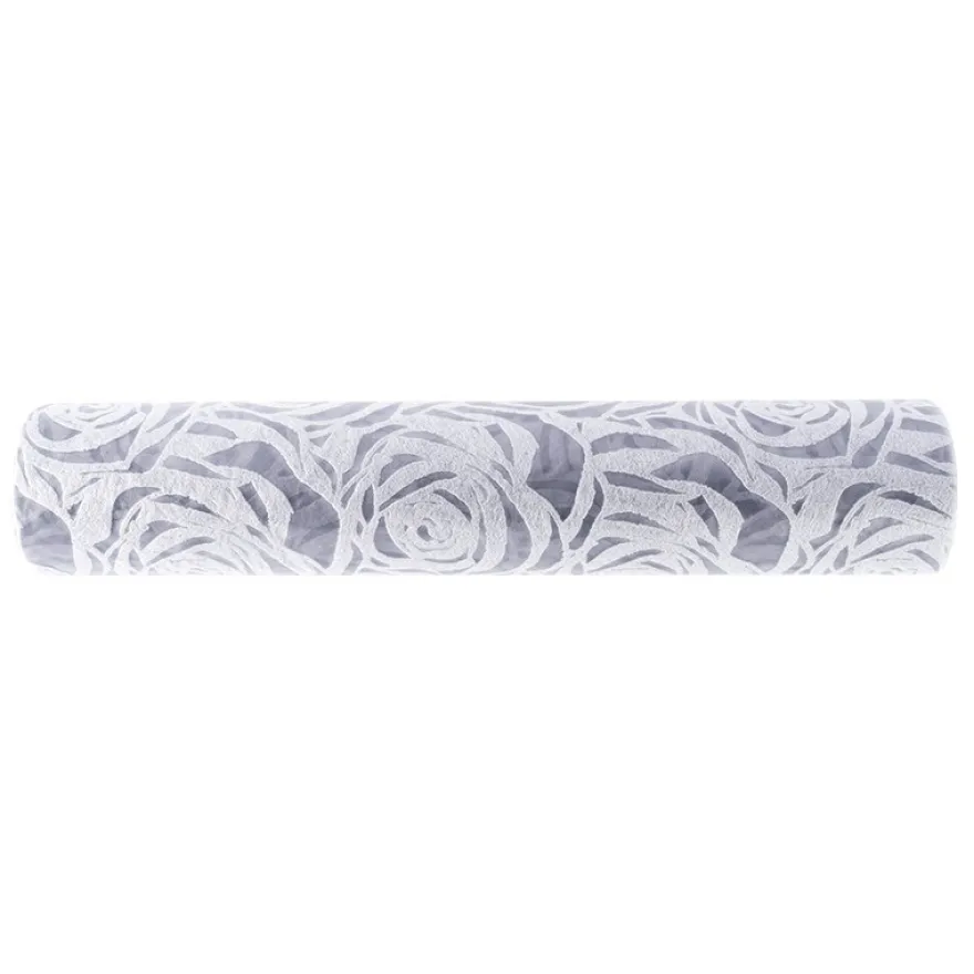 Relief-Vlies Deluxe, Rosen, 30cm breit, 5m lang, auf Rolle, silbergrau