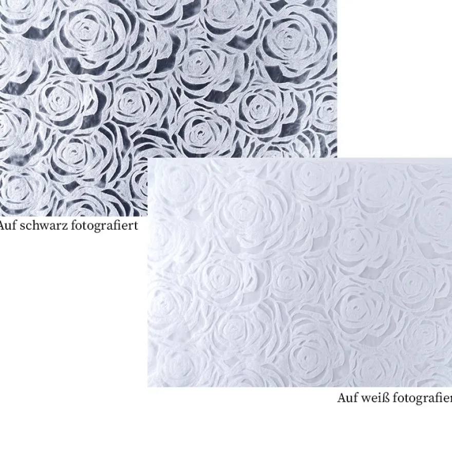 Relief-Vlies Deluxe, Rosen, 30cm breit, 5m lang, auf Rolle, weiß