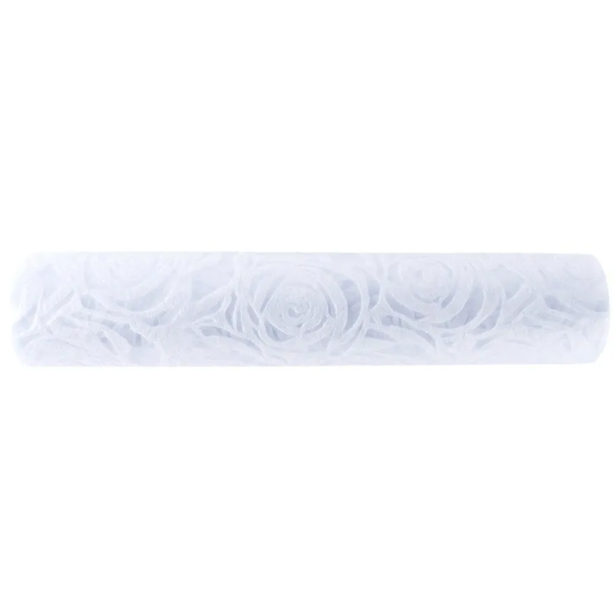 Relief-Vlies Deluxe, Rosen, 30cm breit, 5m lang, auf Rolle, weiß