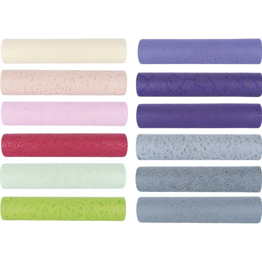 Relief-Vliese Deluxe, Sortierung 1, je 30cm breit, 5m lang, versch. Designs & Farben, 12 Rollen