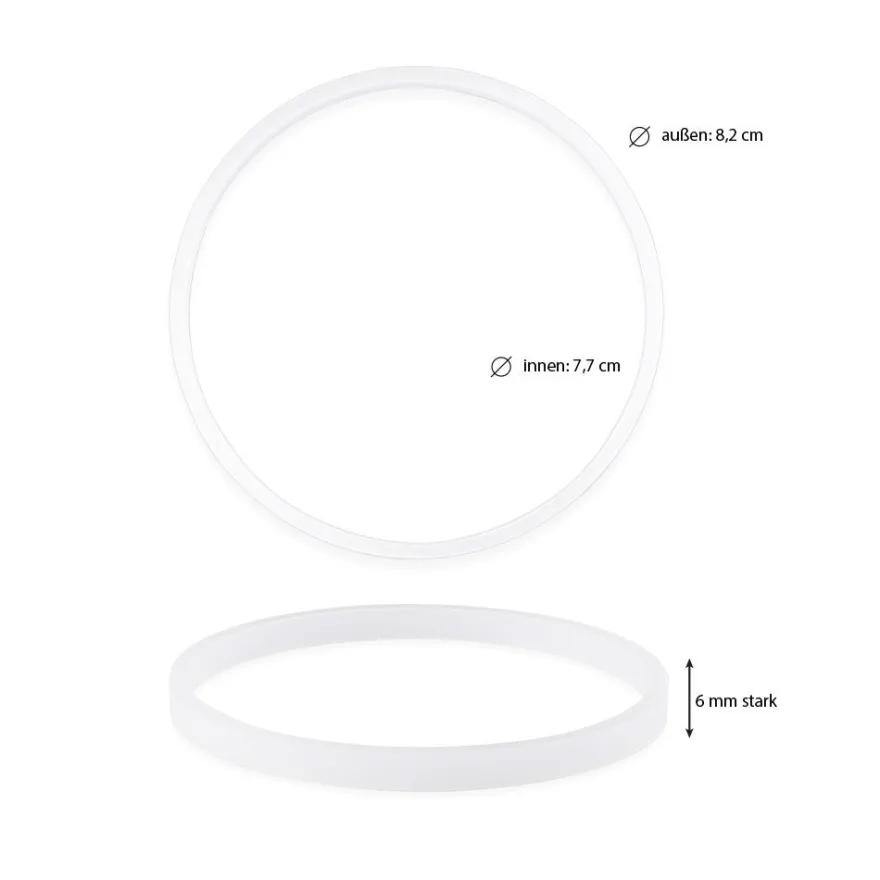 Ringe, Rohlinge, außen: Ø8,2cm, innen: Ø7,7cm, 6mm stark, weiß, 10 Stück