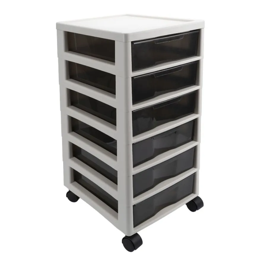 Rollcontainer mit 6 Schubladen, 34,3cm x 26,8cm x 64,5cm