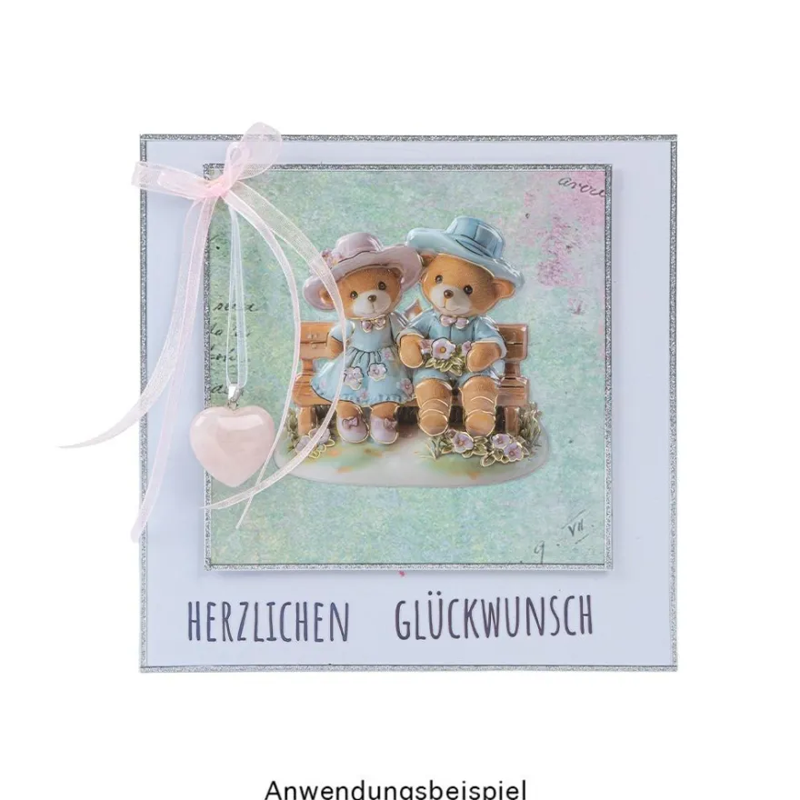 Rosenquarz-Herzanhänger, 2,5cm x 1cm x 2,4cm, mit silberfarbener Öse, 3 Stück
