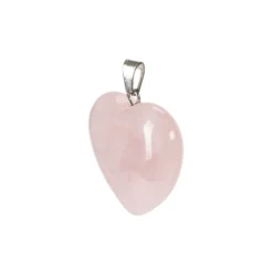 Rosenquarz-Herzanhänger, 2,5cm x 1cm x 2,4cm, mit silberfarbener Öse, 3 Stück