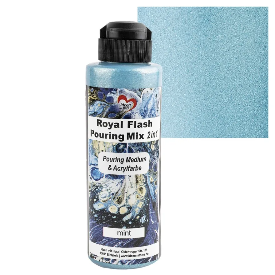 Royal Flash Pouring Mix, 2 in 1, Pouring Medium & Acrylfarbe, mint, 180ml