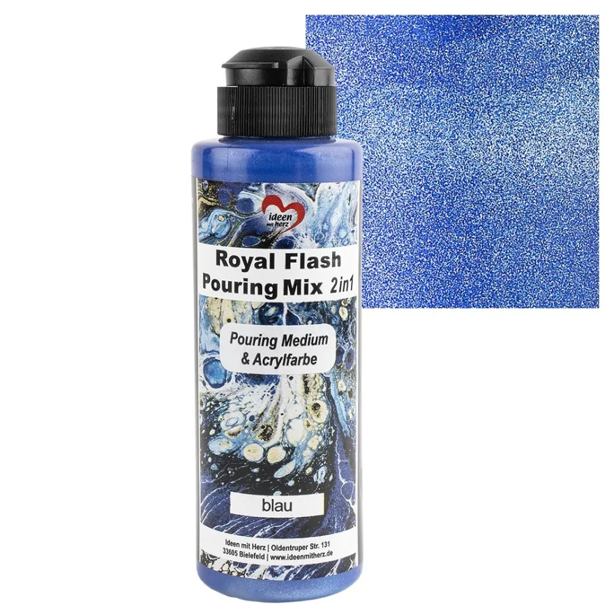 Royal Flash Pouring Mix, 2 in 1, Pouring Medium & Acrylfarbe, blau, 180ml