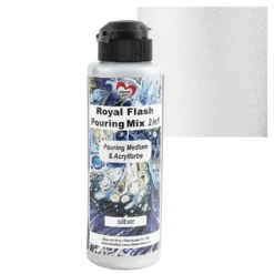 Royal Flash Pouring Mix, 2 in 1, Pouring Medium & Acrylfarbe, silber, 180ml