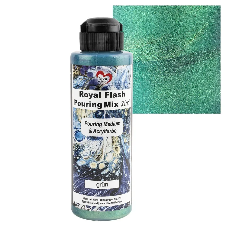 Royal Flash Pouring Mix, 2 in 1, Pouring Medium & Acrylfarbe, grün, 180ml