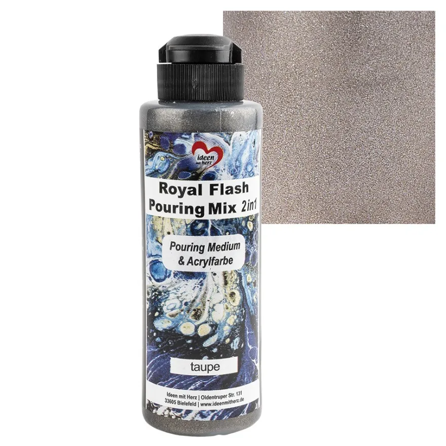 Royal Flash Pouring Mix, 2 in 1, Pouring Medium & Acrylfarbe, taupe, 180ml