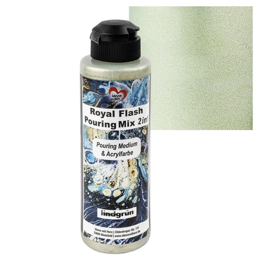 Royal Flash Pouring Mix, 2 in 1, Pouring Medium & Acrylfarbe, lindgrün, 180ml