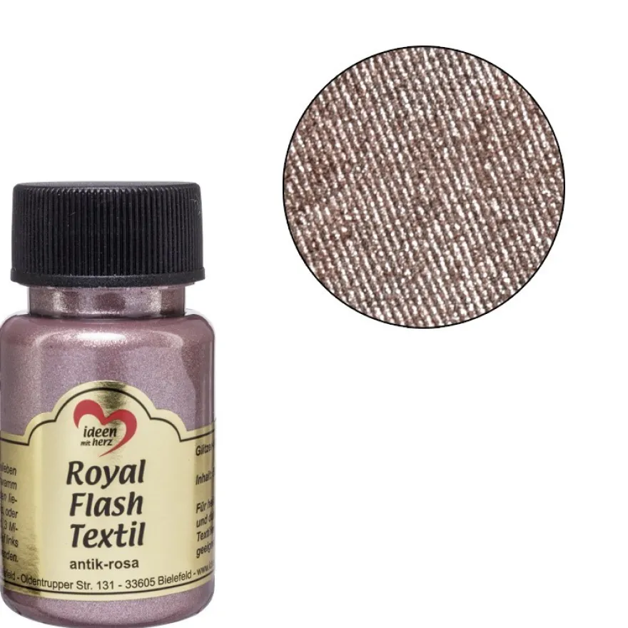 Royal Flash Textil, Glitzer-Metallic-Farbe, 50 ml, antik-rosa
