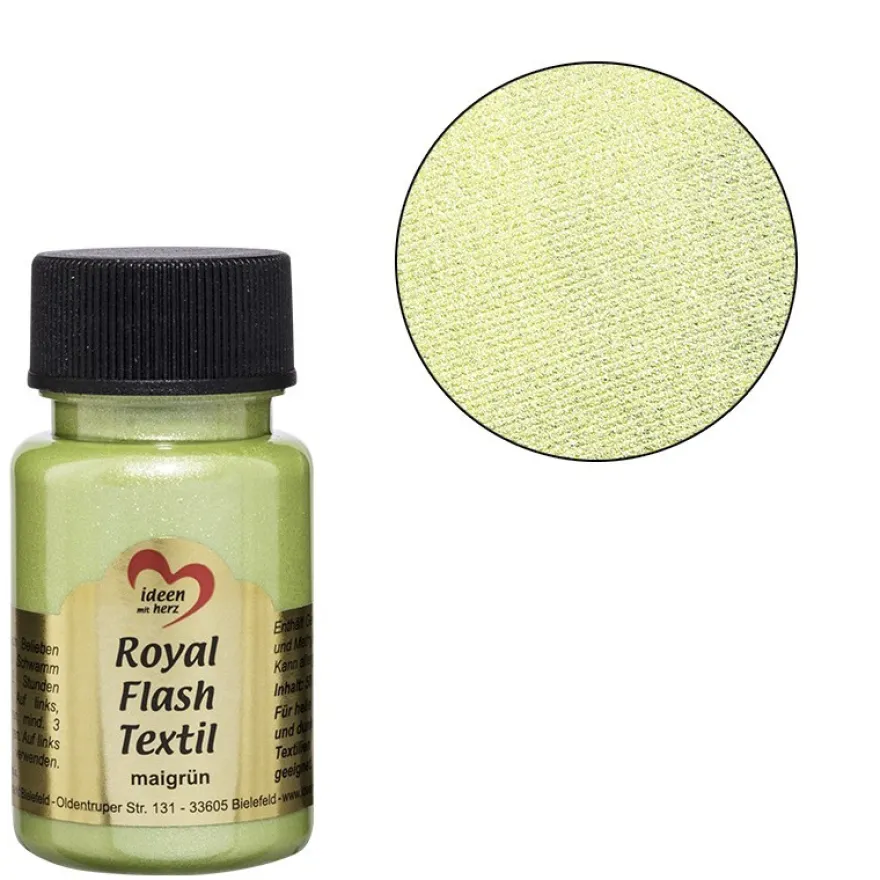 Royal Flash Textil, Glitzer-Metallic-Farbe, 50 ml, maigrün