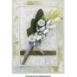 Satinrosen, Ø 1,5cm, seidenglänzend, silbergrau, 50 Stück