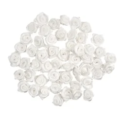 Satinrosen, Ø 1,5cm, seidenglänzend, weiß, 50 Stück