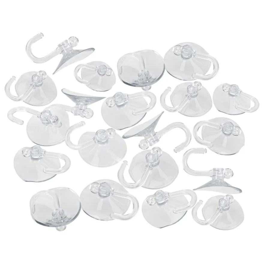 Saugnäpfe mit Haken, Saugnapf: Ø 2,5cm, transparent, 20 Stück