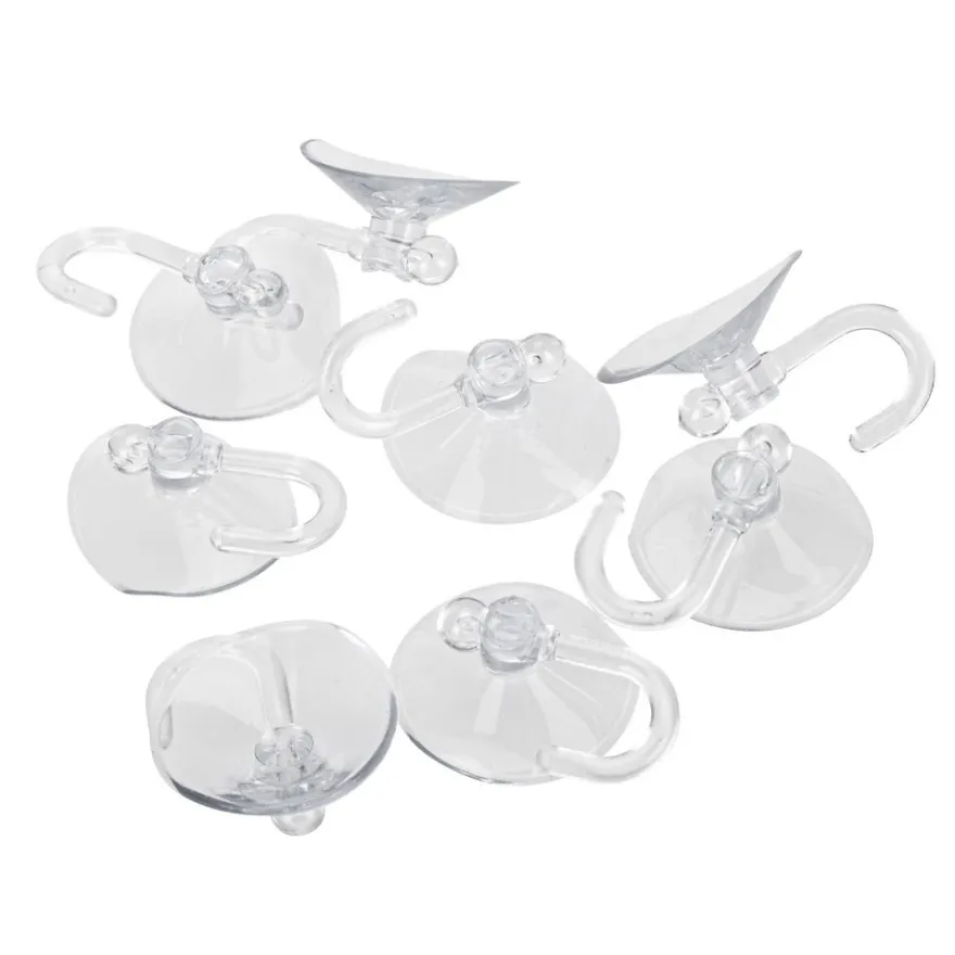 Saugnäpfe mit Haken, Saugnapf: Ø 2,5cm, transparent, 20 Stück
