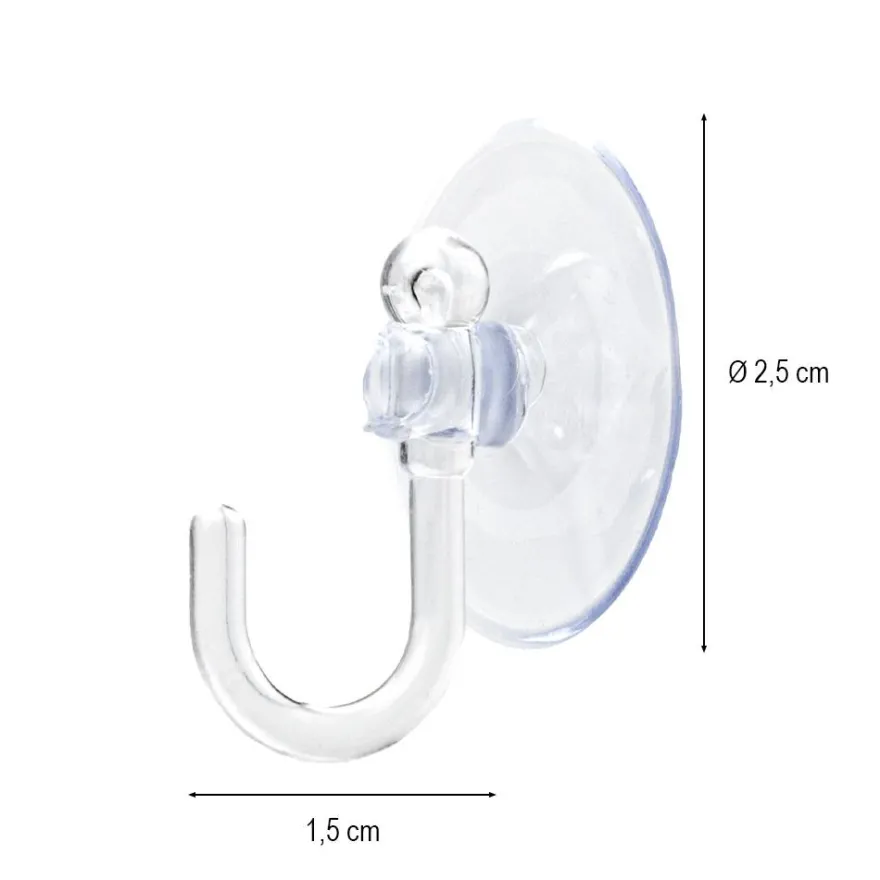 Saugnäpfe mit Haken, Saugnapf: Ø 2,5cm, transparent, 20 Stück