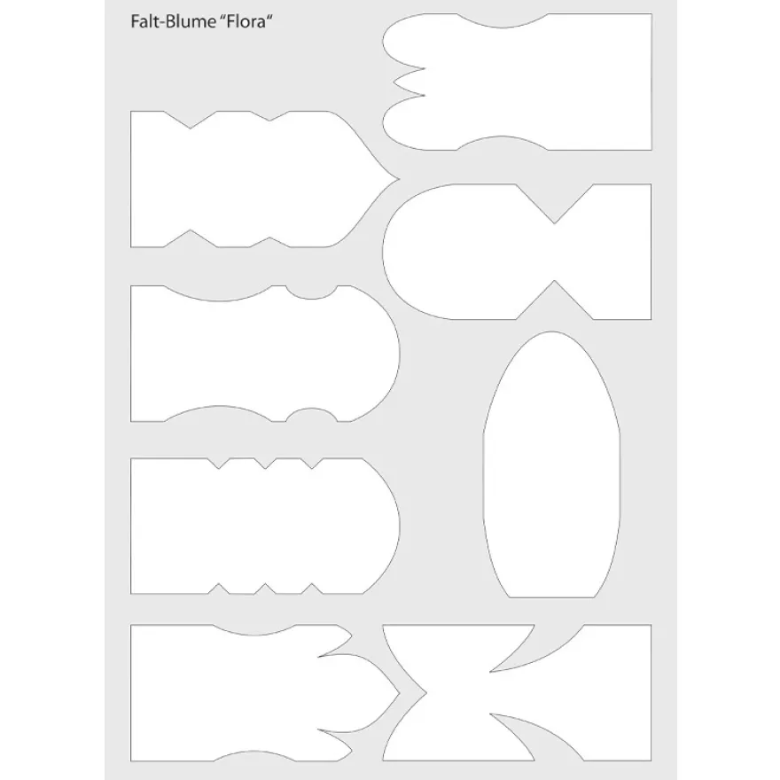 Schablone Falt-Blume "Flora 1", 8 verschiedene Blütenspitzen, inkl. Anleitung